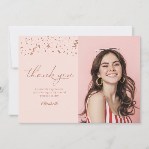 Photo Graduation Thank You Rose Gold Pink Blush