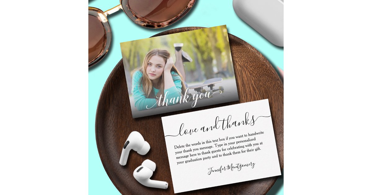 Photo Graduation Thank You Small Note Card | Zazzle