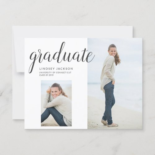 Photo Graduation Trendy Hand Lettered Script Announcement