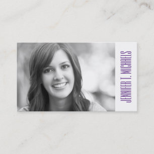 Photo Graduation   Violet Polka Dot Pattern Calling Card