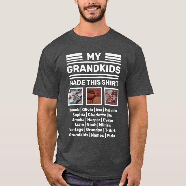 Photo Grandpa T-Shirt with Grandkids Names (Front)