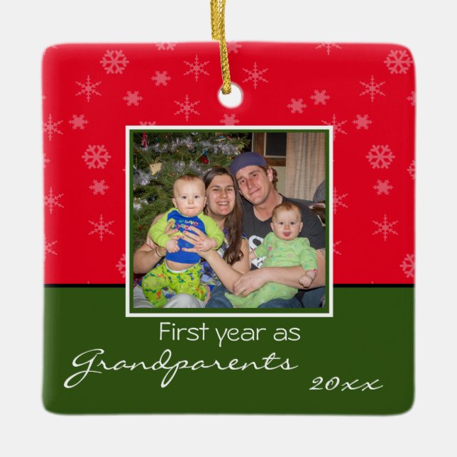 Photo Grandparents Christmas Ornament (Front)