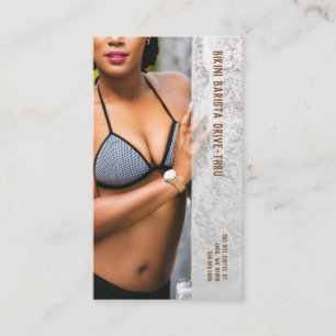 Photo Gray Bikini Barista Drive-Thru Coffee Loyalty Card