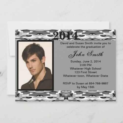 Photo Gray Camo Graduation Invitation