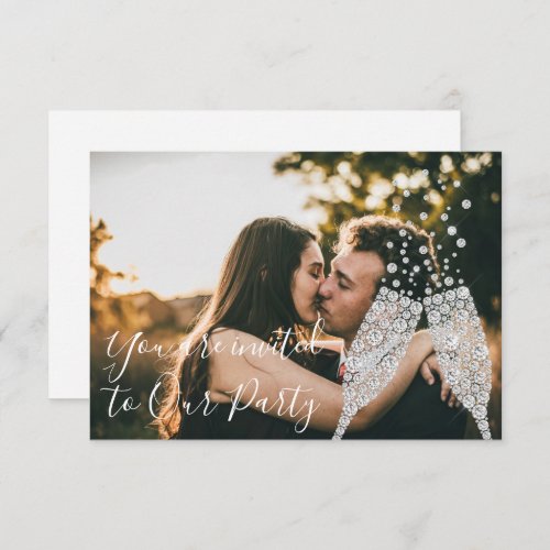 Photo Gray Glass Bubbles Photo Wedding Event Invitation