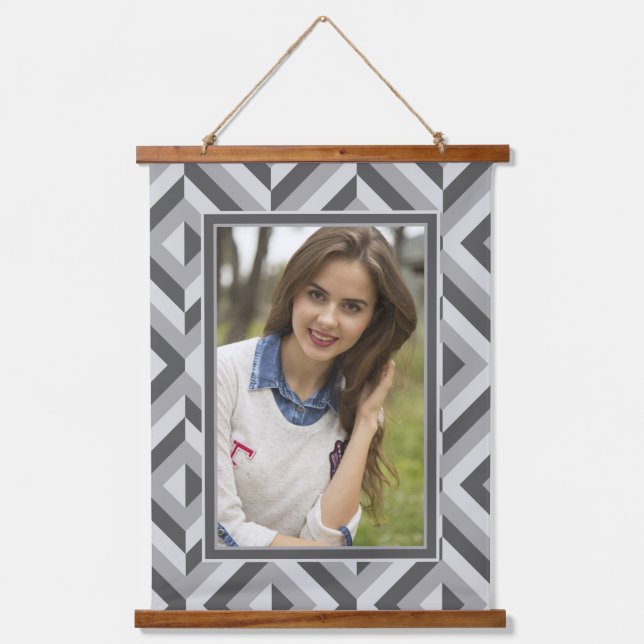 Photo Gray Three-Tone Diamond Pattern Hanging Tapestry (Front)