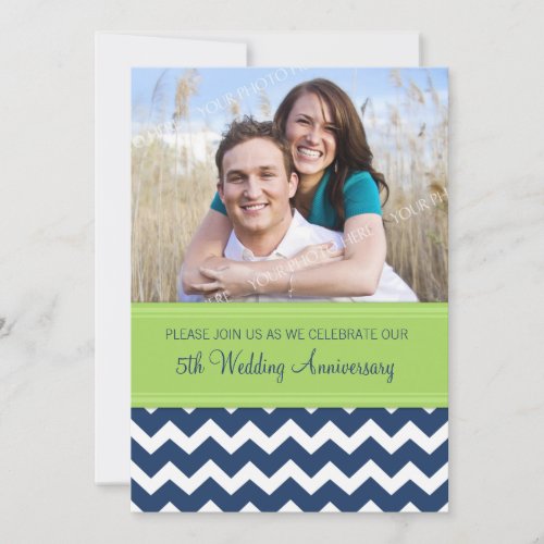 Photo Green Blue 5th Anniversary Invitation