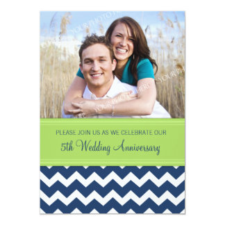 Photo Green Blue 5th Anniversary Invitation