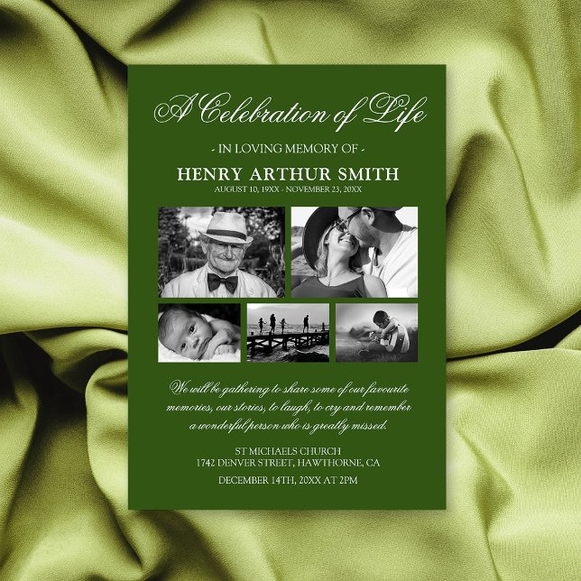 Photo Green Celebration of Life Invitation (Creator Uploaded)