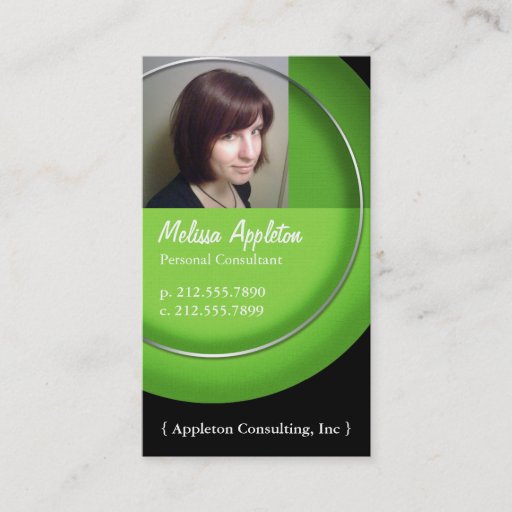 Customizable Photo - Green Circle Professional Business Cards