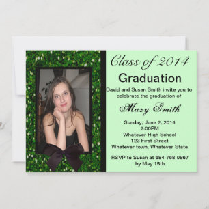 Photo Green Glitter Graduation Invitation