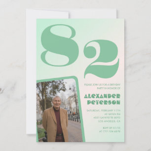 Photo Green Gradient 82nd birthday Invitation