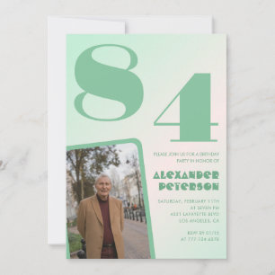 Photo Green Gradient 84th birthday  Invitation