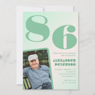 Photo Green Gradient 86th birthday  Invitation