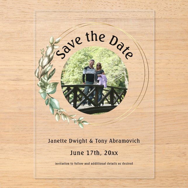 Photo Green leaves Save the date  (Front)