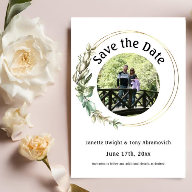 Photo Green leaves Save the date Invitation (Creator Uploaded)
