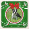 Photo Green Red Holly Berries Ribbon Paper Coaster