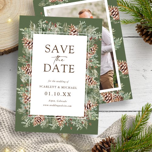 Photo Green Save The Date Card