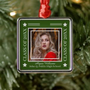 Photo Green   Silver Class Year Graduation Metal Ornament