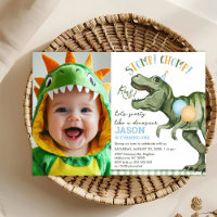 Photo Green Stomp Chomp Roar Dinosaur 1st Birthday