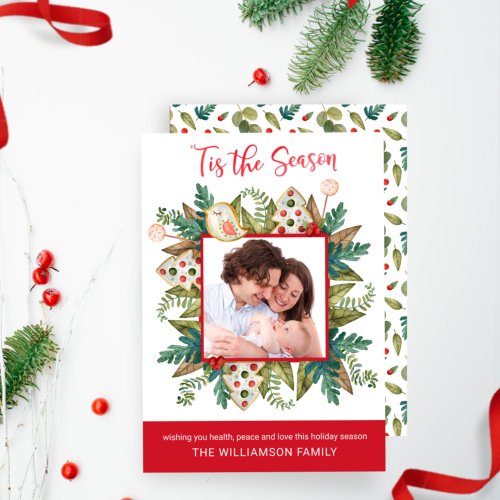 Photo Greenery and Cookies Tis the Season Holiday Card