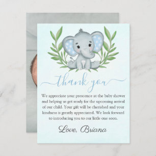 Photo Greenery Elephant Photo Boy Baby Shower Invi Invitation