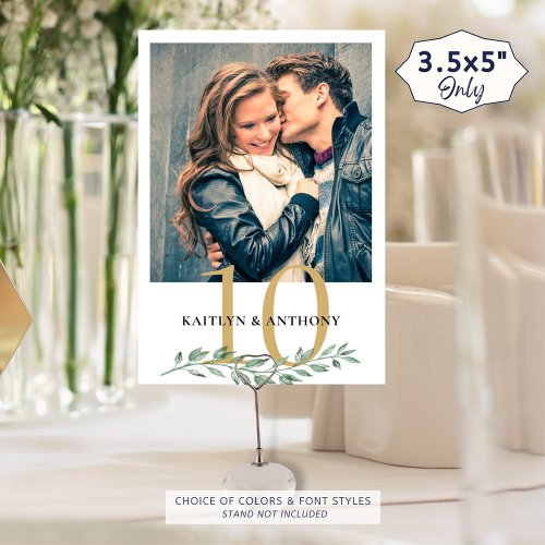 Photo Greenery Gold Wedding Table Number Sign