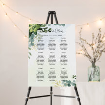 PHOTO Greenery SEATING CHART 9 Table 18" x 24" Foa