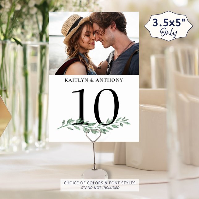 Photo Greenery Wedding Table Number Sign (Creator Uploaded)