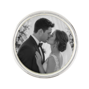 Photo Groom's Wedding Memorial Planet Jill Round Lapel Pin