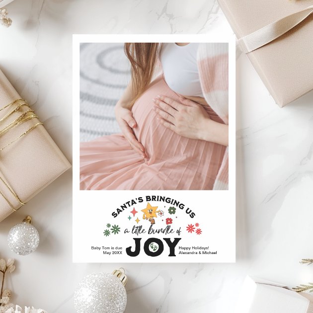 Pregnancy christmas card - Pink Dramatic personalized gifts for you Photo groovy christmas pregnancy announcement