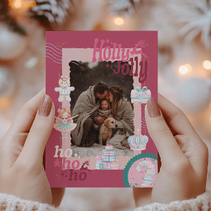 Photo Groovy Nutcracker Retro Pastel Christmas Foil Invitation