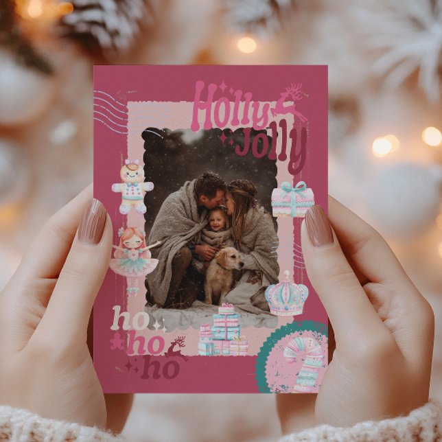 Photo Groovy Nutcracker Retro Pastel Christmas Foil Invitation (Creator Uploaded)