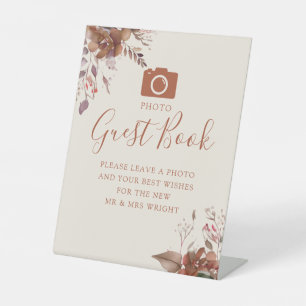 Photo Guest Book Autumn Fall Wedding Pedestal Sign