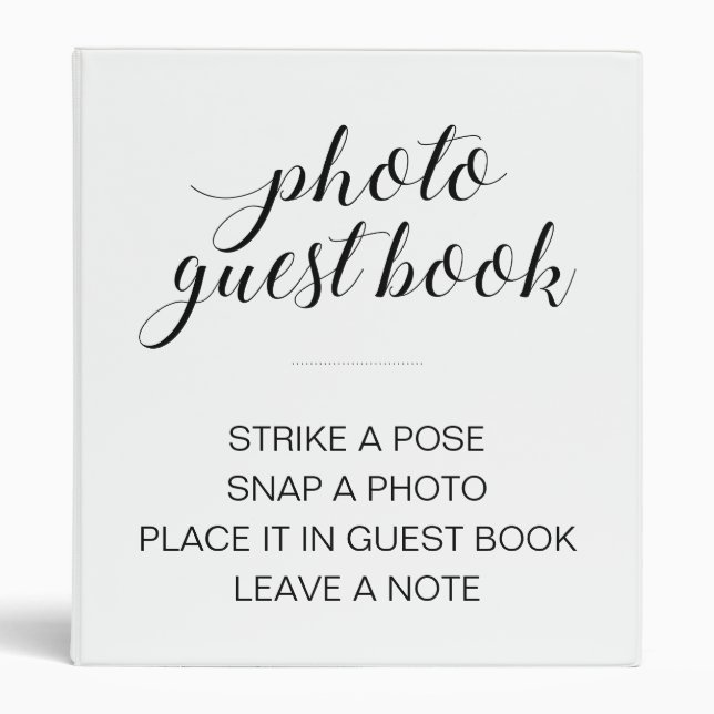 Photo Guest Book Elegant Wedding Instant Photo 3 Ring Binder (Front)