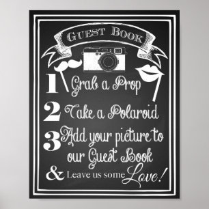 Photo Guest Book Sign Wedding Party Chalkboard