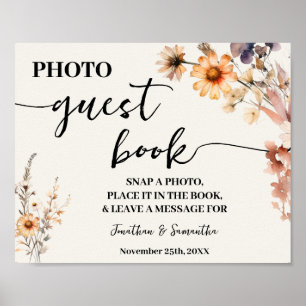 Photo Guest Book Wedding Bridal Autumn Wildflowers