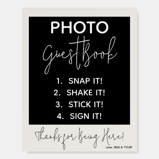 Photo Guest Book, Wedding Guest Book Directions Foam Board (Front)