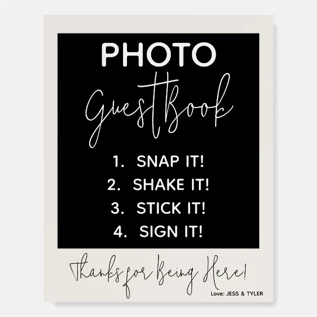 Photo Guest Book, Wedding Guest Book Directions Foam Board Zazzle