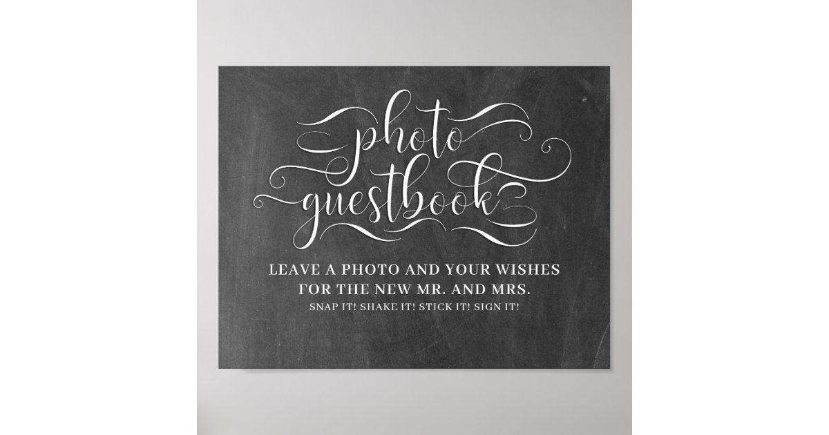 Photo Guestbook Chalkboard Wedding Sign Zazzle
