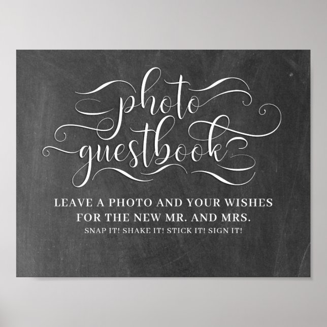 Photo Guestbook Chalkboard Wedding Sign (Front)
