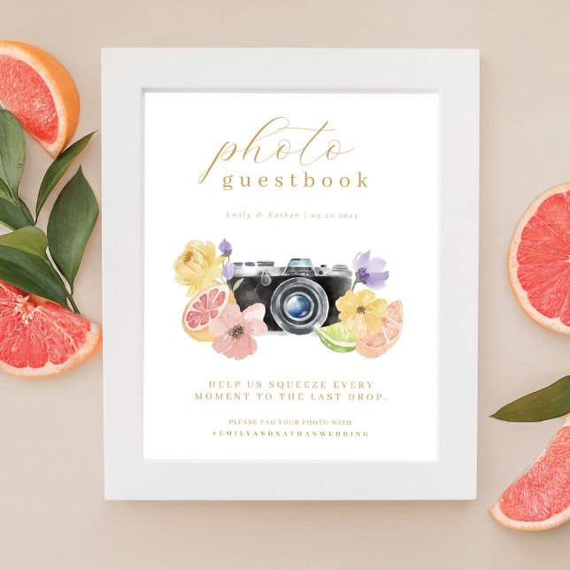 Photo Guestbook Citrus Wedding Watercolor Camera (Creator Uploaded)