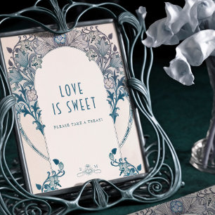 Photo Guestbook Sign Dusty Blue William Morris