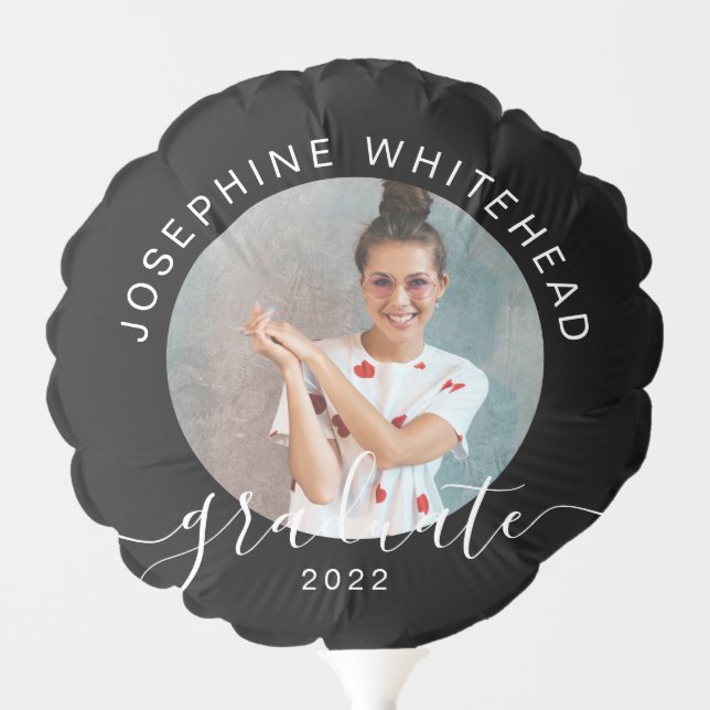 Photo Hand Lettered Graduation 2022 Black Balloon (Front)
