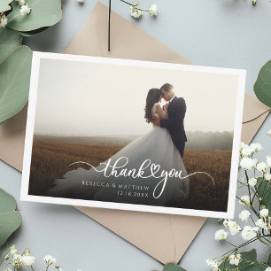Photo Hand-Lettered Modern Wedding Thank You Card