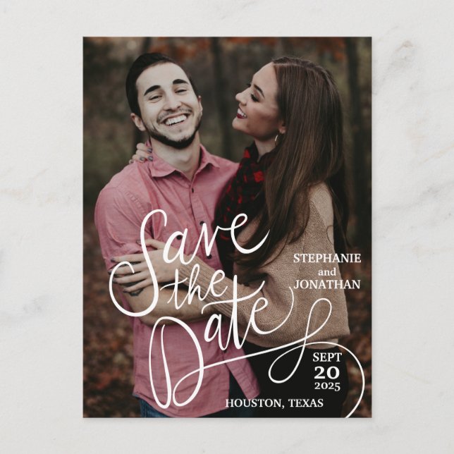 Photo Hand Lettered Save The Date Postcards (Front)