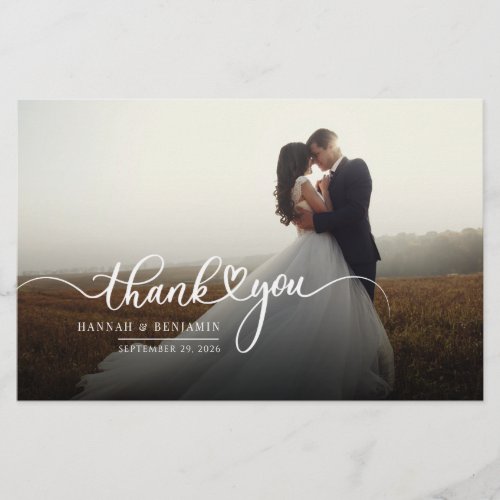 Photo Hand_Lettered Script Wedding Thank You card