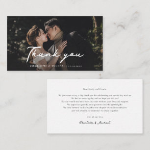 Photo Hand-Lettered Script Wedding Thank You Note Card