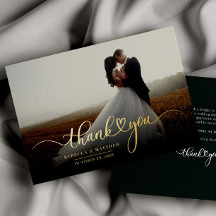 Photo Hand-Lettered Wedding Thank You Gold Foil Invitation