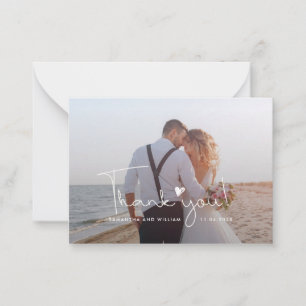 Photo Hand-Lettered Wedding Thank You Note Card